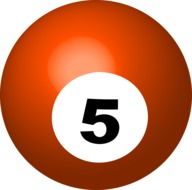 red pool ball with number 5 as an illustration