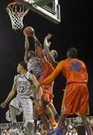 Playing basketball team