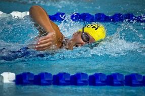 swimming female in a pool