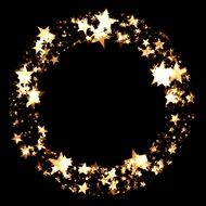 a wreath of stars on a black background