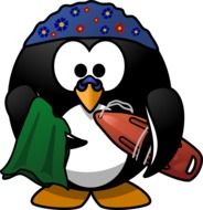 penguin with a towel as a graphic image