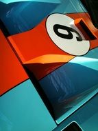 racing number on colorful vintage car