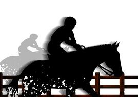 Black and white drawing of the man riding a horse