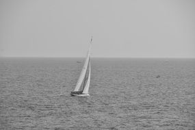 yacht with sails at sea