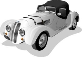 white vintage sports car on a white background