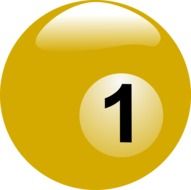 Yellow billiard Ball clipart