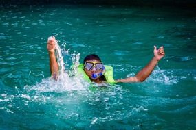 diving human on the beach