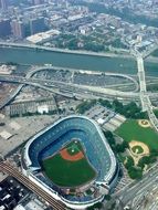 aerial view of a baseball stadium in new york