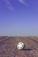 soccer ball on the arable field