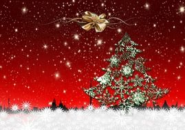 card with a Christmas tree