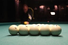 White balls on a pool table