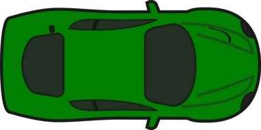 green and gray sports car, top view, illustration