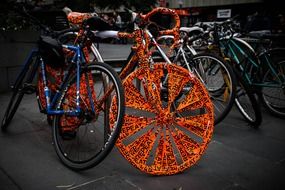 colorful bikes on the street of melbourne