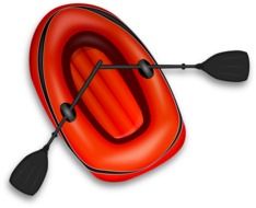 red rubber boat with oars drawing