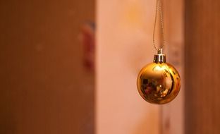 golden glitter ball for christmas