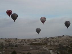 hot air balloons in the sky of Cappadocia