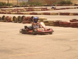 Doing karting on the track