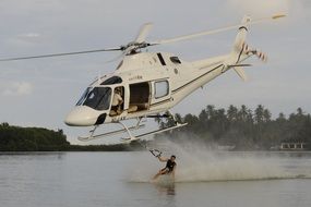Water skiing with the helicopter