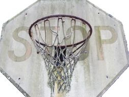basketball ring with the word stop