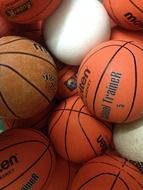 folded basketballs in the gym