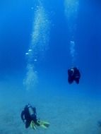 divers under blue water
