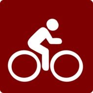 cyclist silhouette on red background