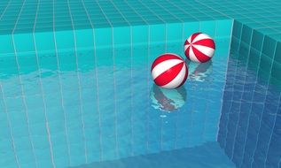 red-white balls in blue pool
