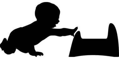 silhouette of a child near the pot