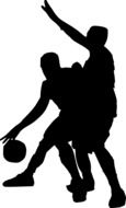 black silhouettes of two basketball players