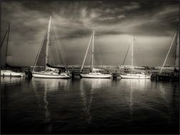 sailing boats at pier, baltic sea