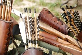 arrows in leather cases