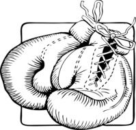 black and white graphic of boxing gloves