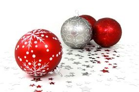 Christmas balls lie on the stars