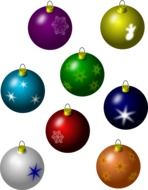 bright colored christmas balls