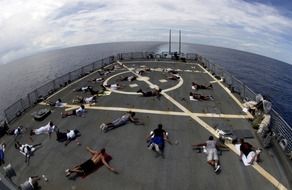 training of sailors on a warship