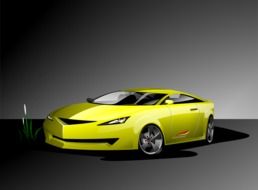 graphic drawing of a yellow car