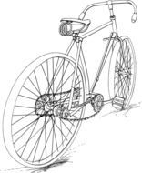 back view of vintage bicycle, drawing