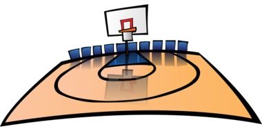 drawing of a basketball field with chairs