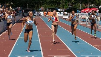 Athletes runners at the finish