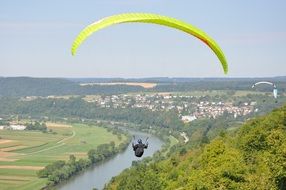 yellow paraglider on top