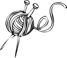 knitting ball needles yarn drawing