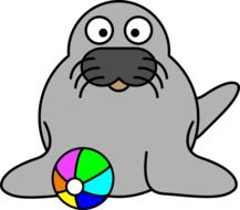 Seal with the colorful ball clipart