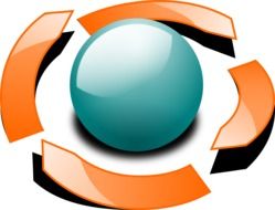 drawn blue ball with an orange orbit