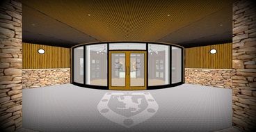 design of the entrance to the business center in London