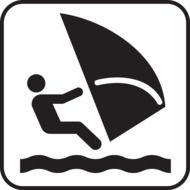 black icon of the surf-riding