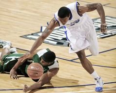 the fall of a basketball player during a game