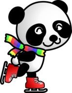 panda in red skates as a graphic image
