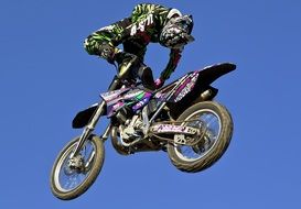 extreme stunt on a motorcycle in the air