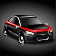 black with red stripe sports car, illustration