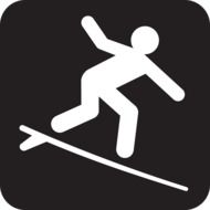 surfing, black and white icon